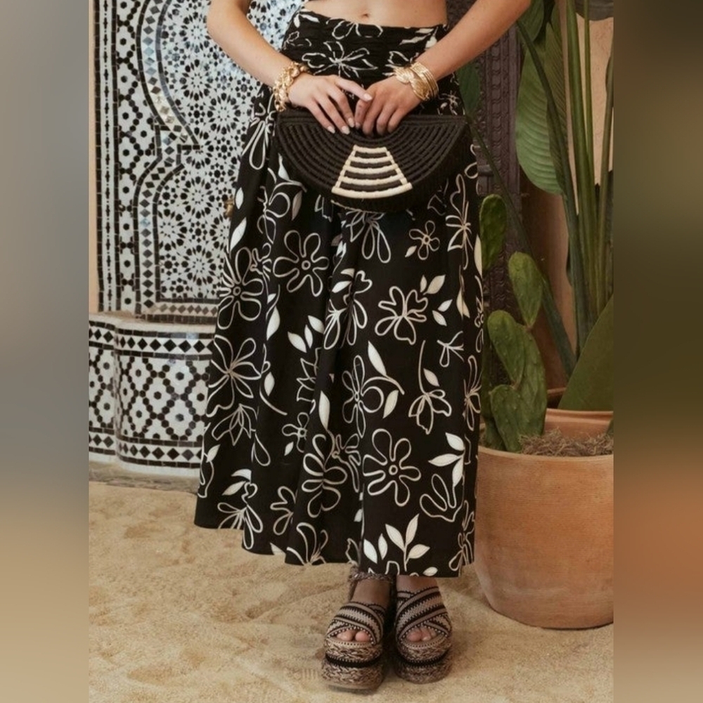 Floral Smocked Waist Poplin Midi Skirt - Picture 1 of 3